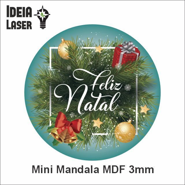 Feliz Natal Mod1 - Mini Mandala MDF - Ideia Laser