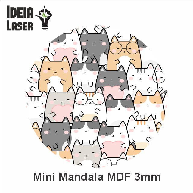 Textura Gatinhos - Mini Mandala MDF - Ideia Laser