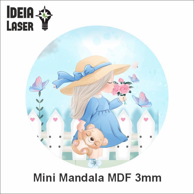 Menina na Cerca - Mini Mandala MDF - Ideia Laser
