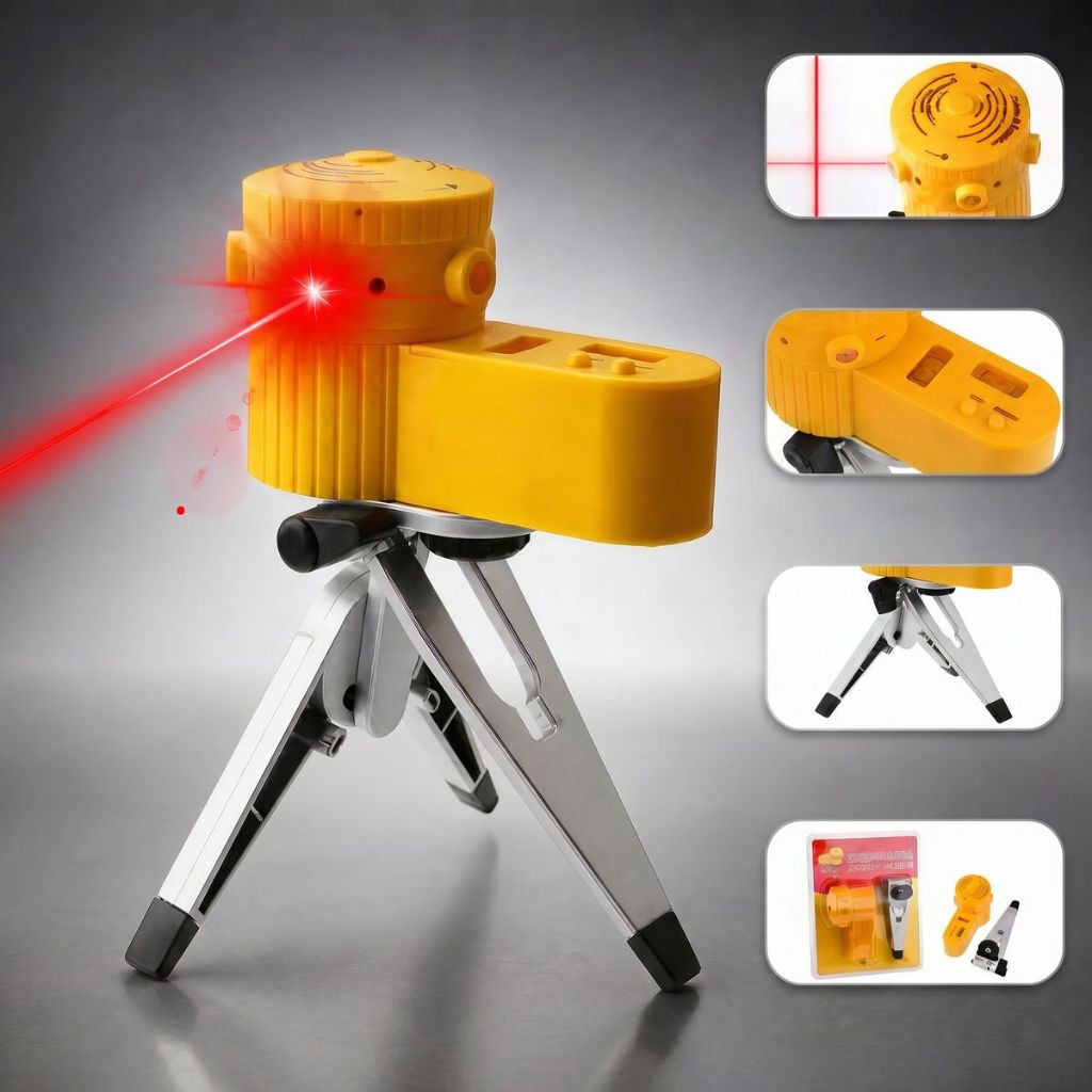 Nível Laser Nivelador Giratório Tripé ABS Profissional 360° Com 6 Modos Mini Tripé Marcenaria