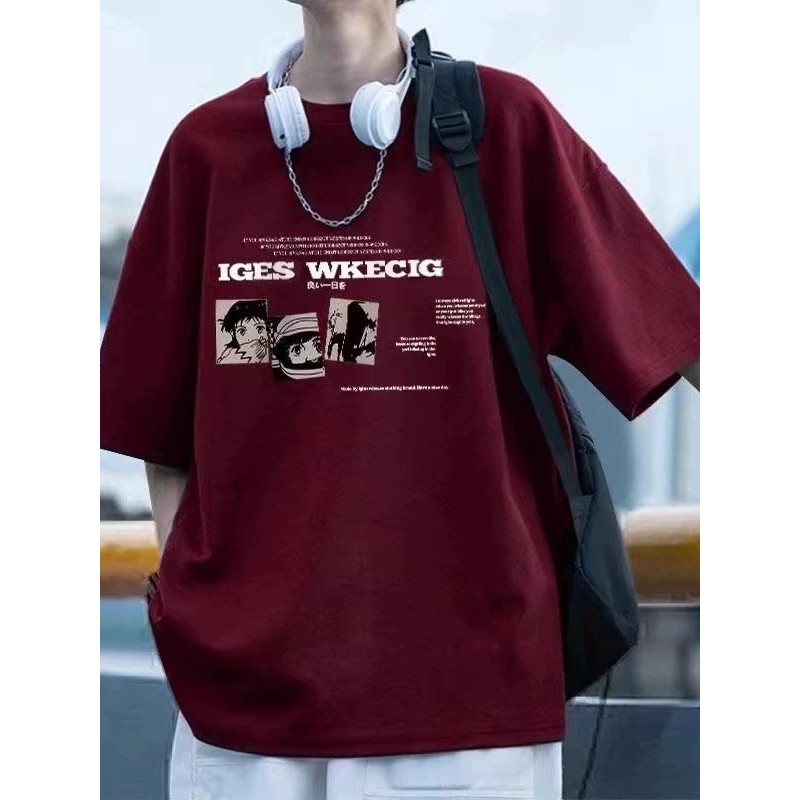 Verão novo estilo street Wear camiseta de manga curta masculina puro algodão pesado Retro High street americano meia man