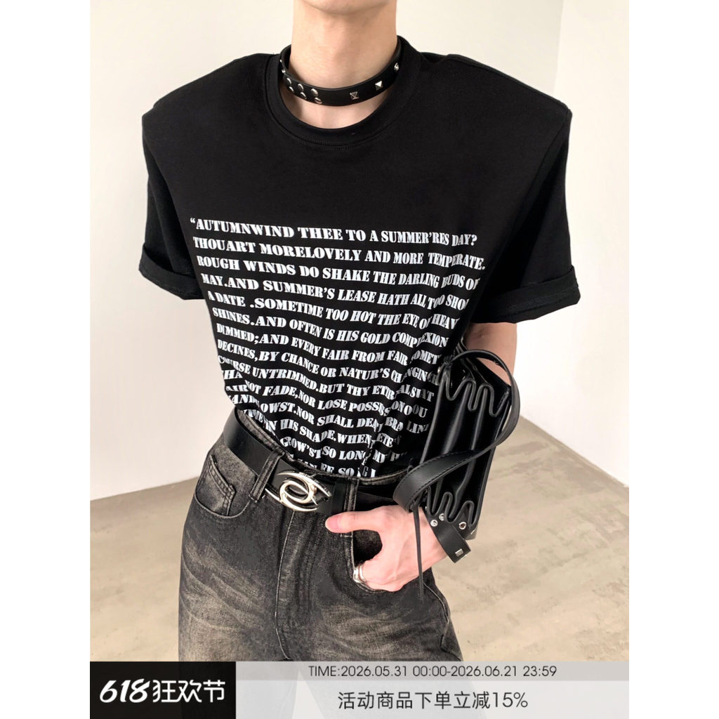 Akiyama estilo/Original americano High street Retro Hip-Hop camiseta masculina verão nicho Design almofadas de ombro man