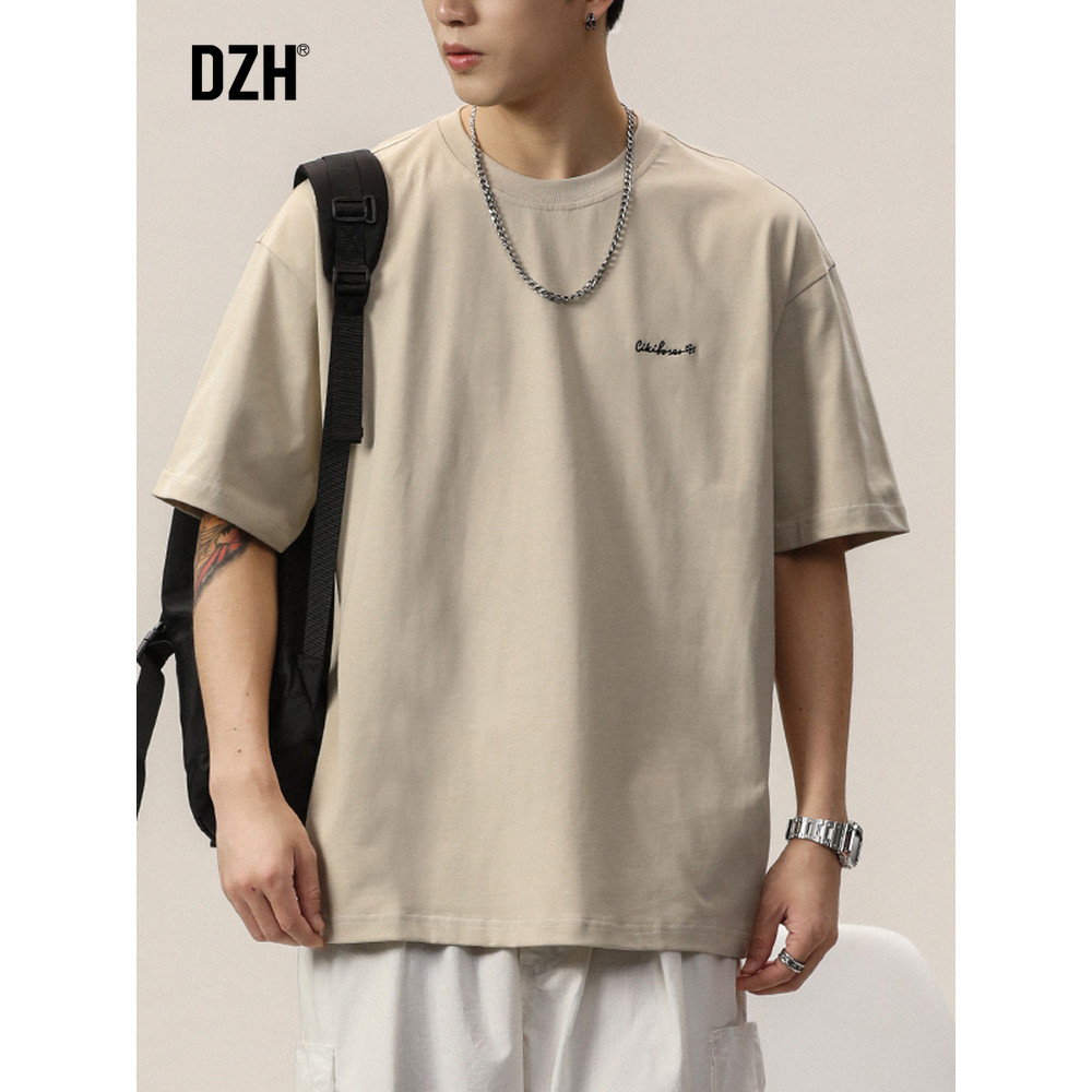 Homens pesado damasco camiseta masculina de manga curta americano High Street solto topo verão 2026 novo estilo meia man