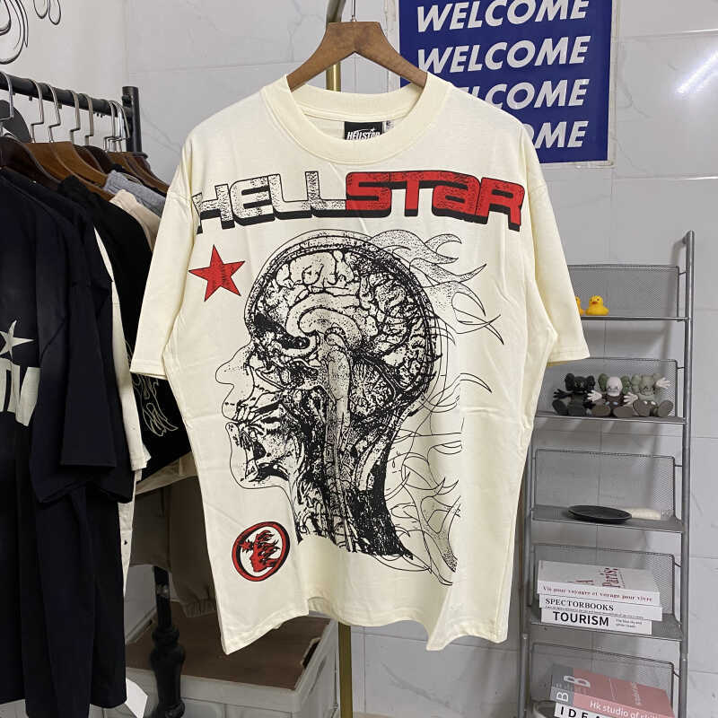 Hell hell estrela carta desconstrução Facial impressão americano High Street masculino feminino Casual Hip Hop solto man