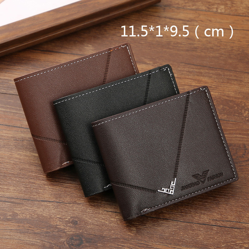 Carteira masculina carteira curta simples moda Multi-cartão Slot simples tecer Horizontal Vertical em relevo carteira