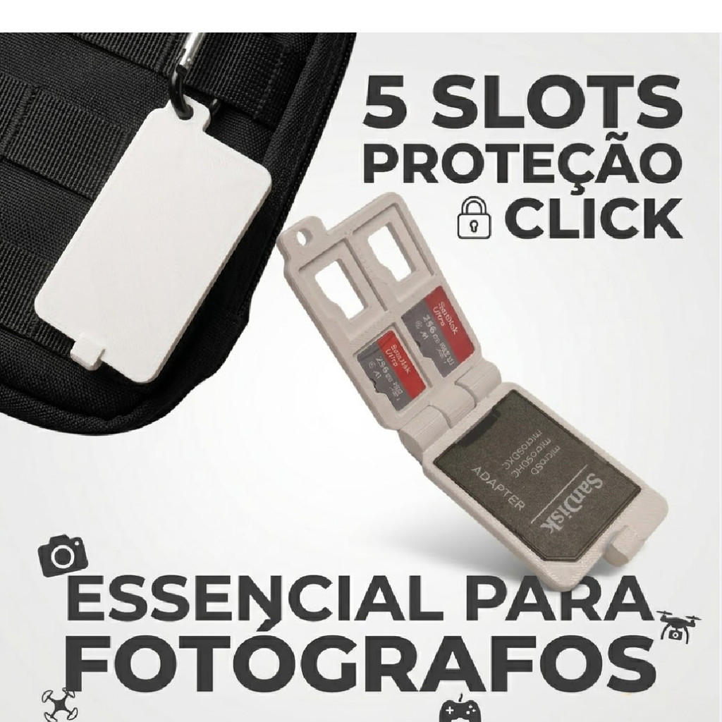 Porta Cartão Micro SD e Adaptador SD Case Organizador 5 Slots Anti-Perda  Slim para Nintendo Switch e Drone