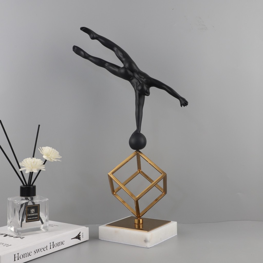 RXN4 Nordic Creative Gymnastics Inverted Little Black Man Sculpture Ornament for Living Room, Bedroom, Entryway, TV Cabi
