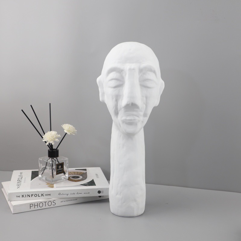 8MSZ Modern minimalist abstract art human face sculpture resin ornament for entrance, hotel, study, TV cabinet, home dec