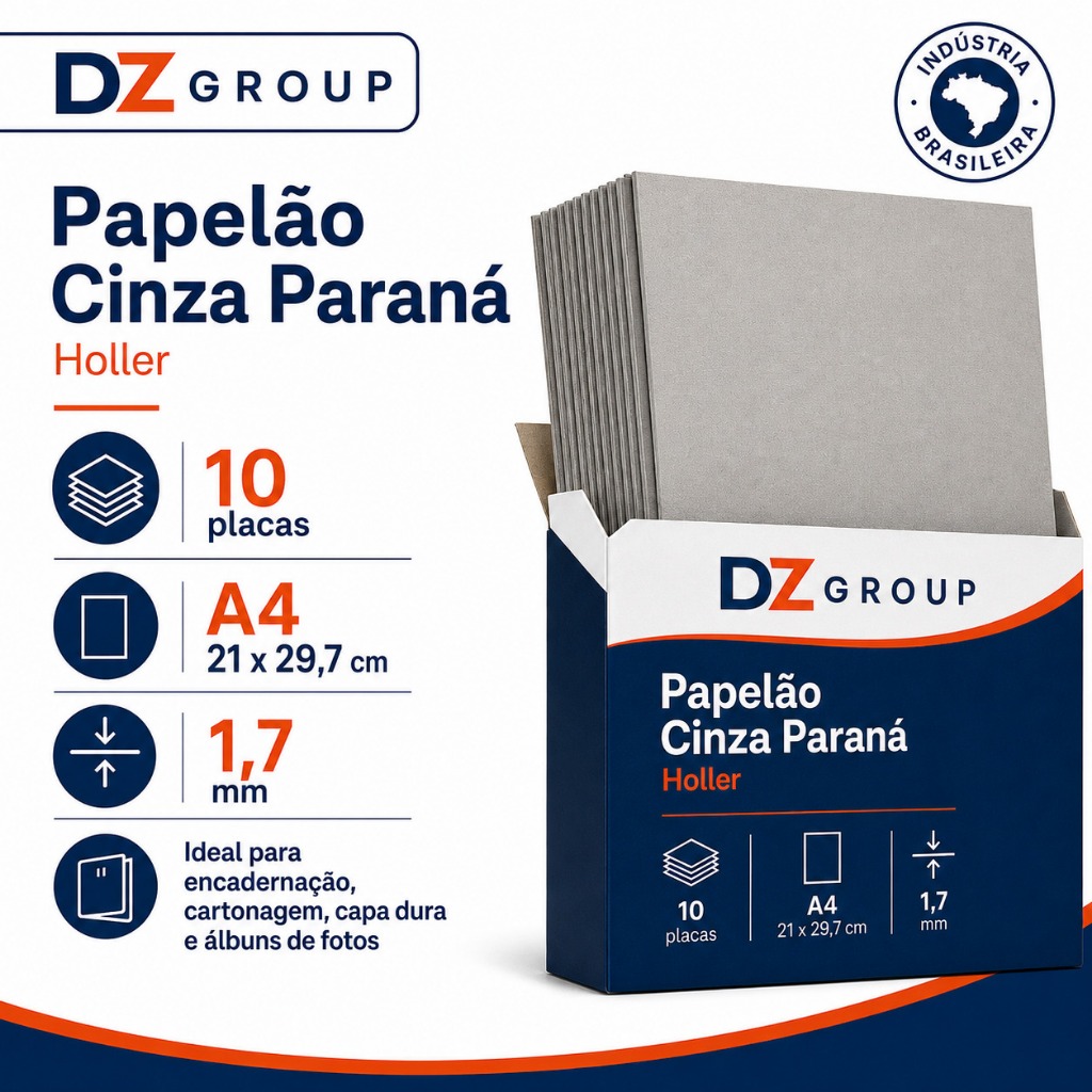 10 Placas de Papelão Cinza Parana A4 21x29,7 1.7mm Holler Para Encadernação Cartonagem Capa Dura Albuns de fotos