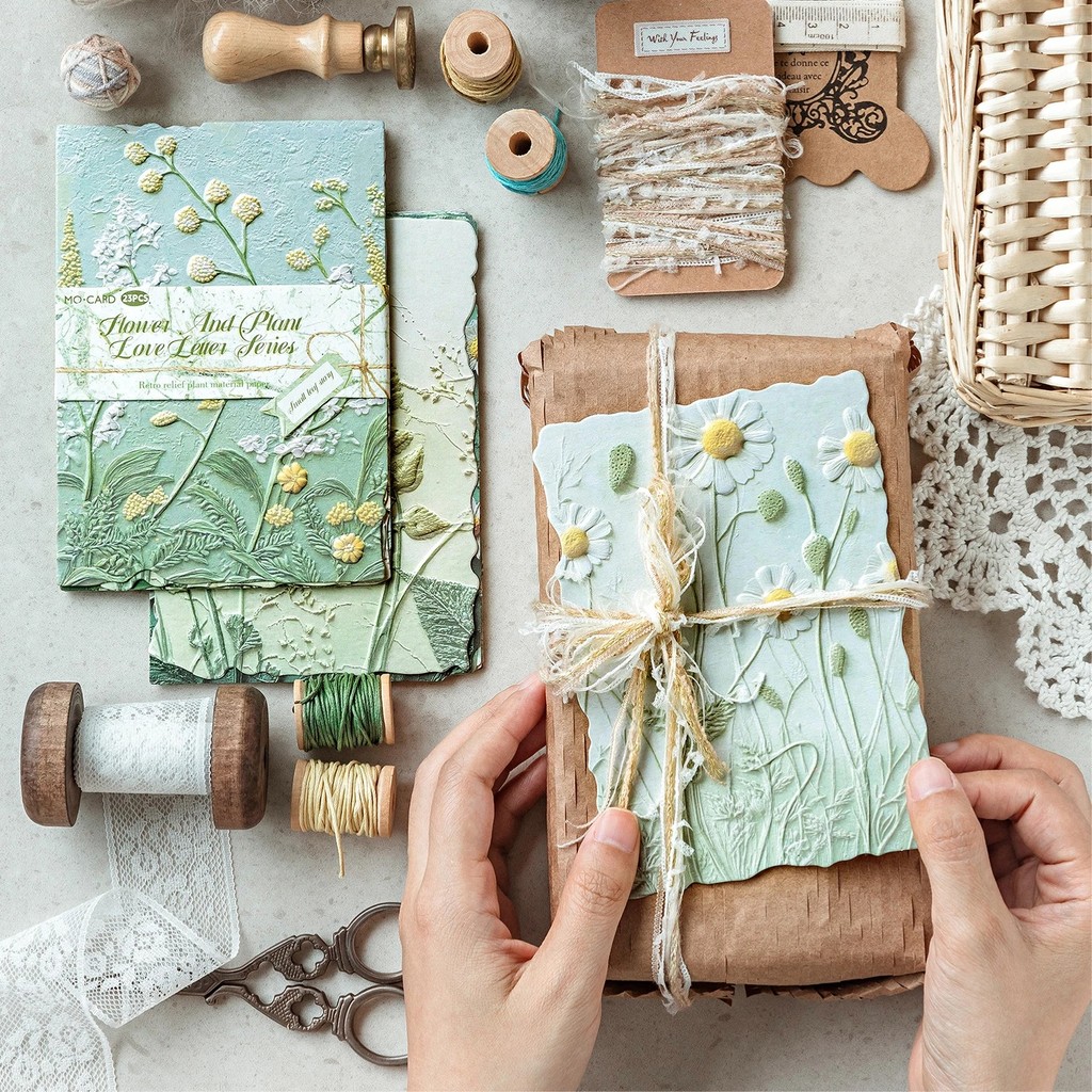 Diário GO 23 Peças Em Relevo Flor E Plantas Cartão Material Papel Decorativo Cartolina Para Álbum De Recortes Enfeite