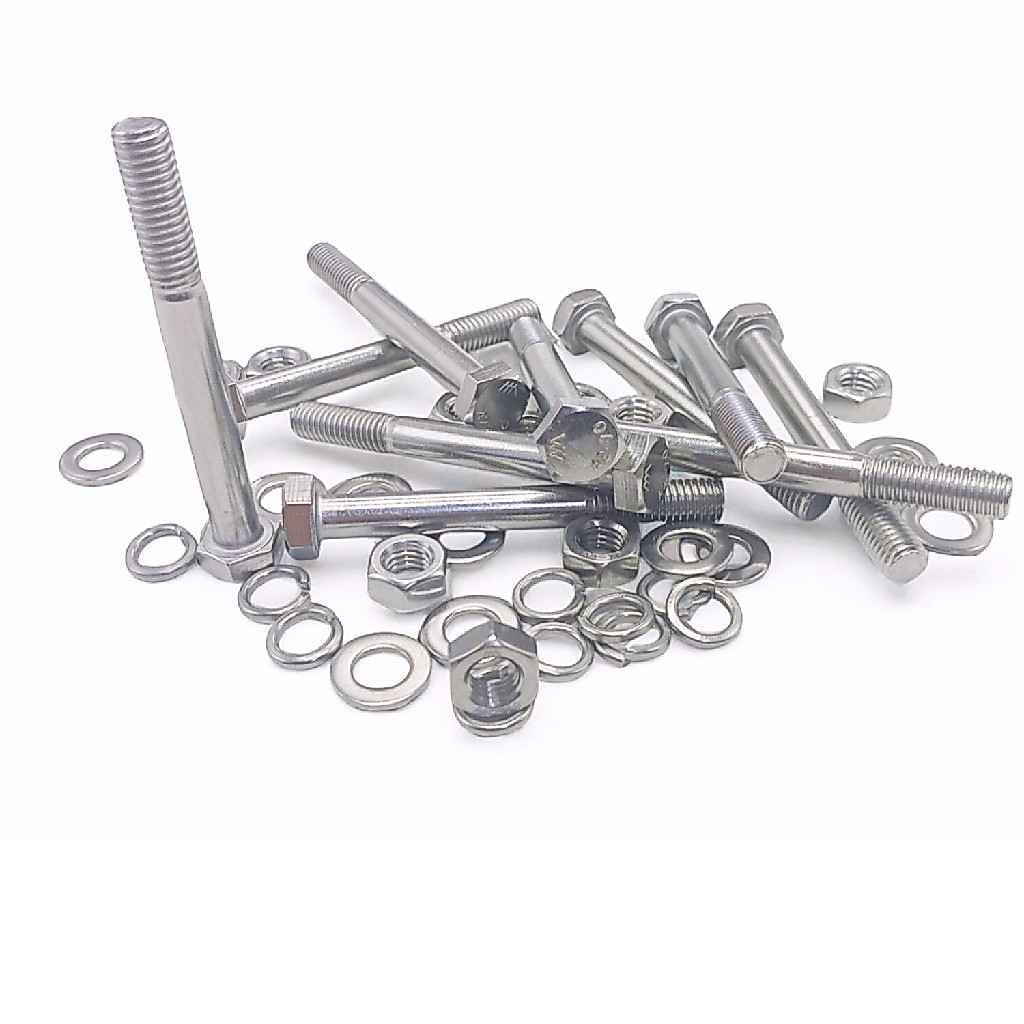 KIT 5 PARAFUSOS MEIA ROSCA PARCIAL SEXTAVADO INOX M10*80MM