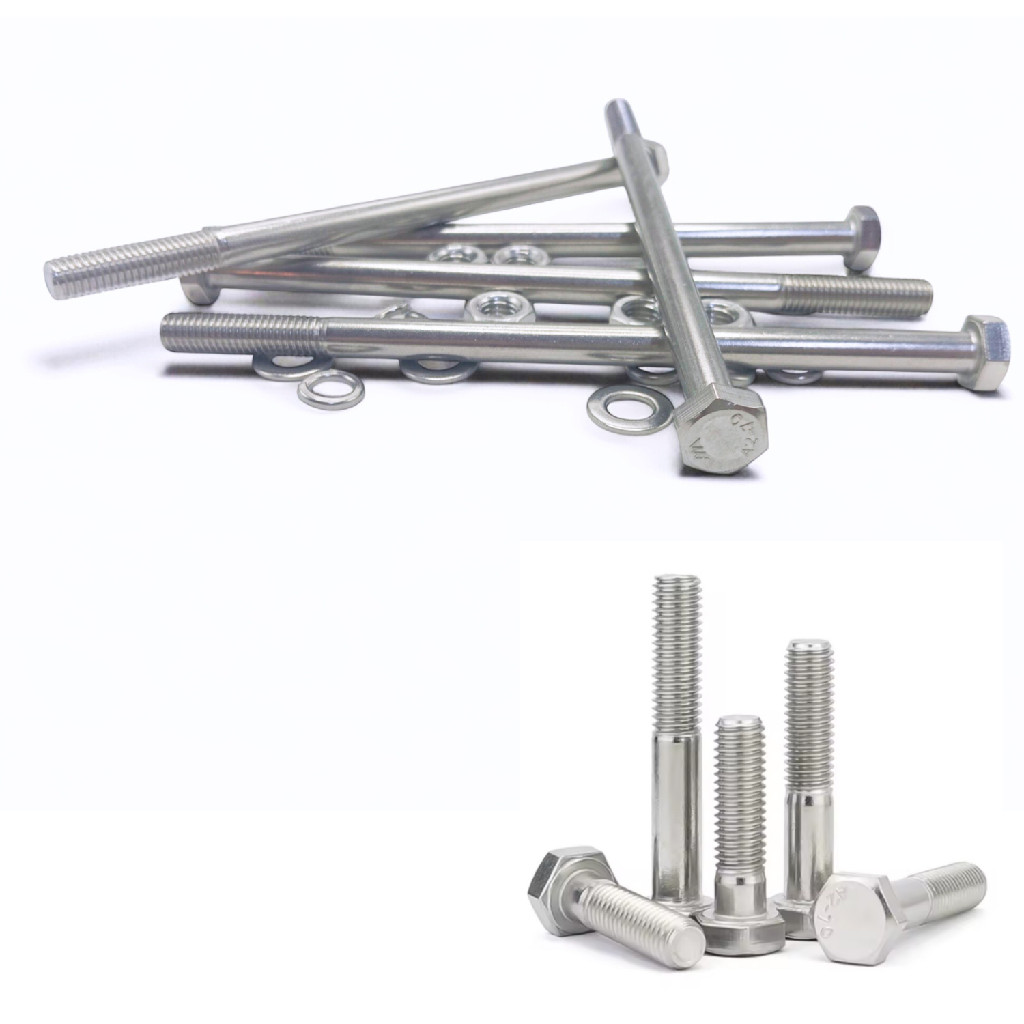 KIT 5 PARAFUSOS MEIA ROSCAPARCIAL SEXTAVADO INOX M10*150MM