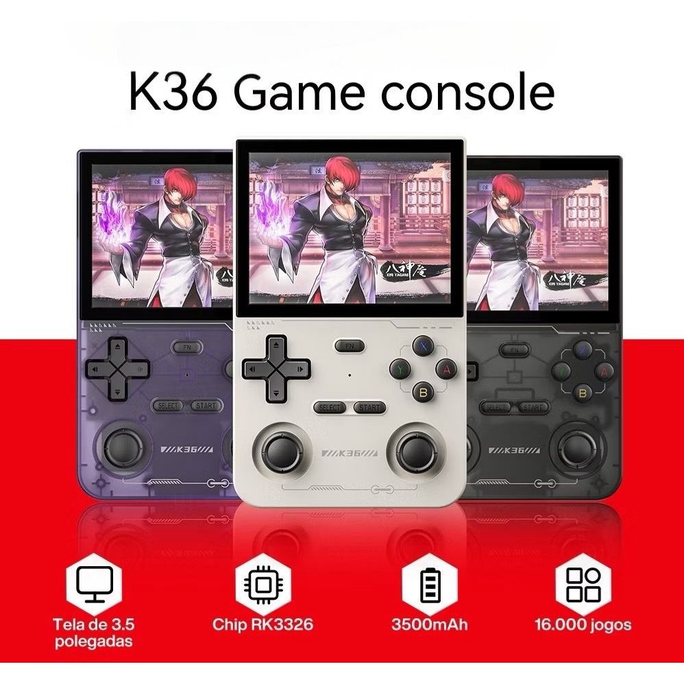 Vídeo Game Portátil K36+ de 15.000 Jogos Console 64g Linux Tela IPS 3.5 Polegadas Handheld Vídeo Game Console Portátil