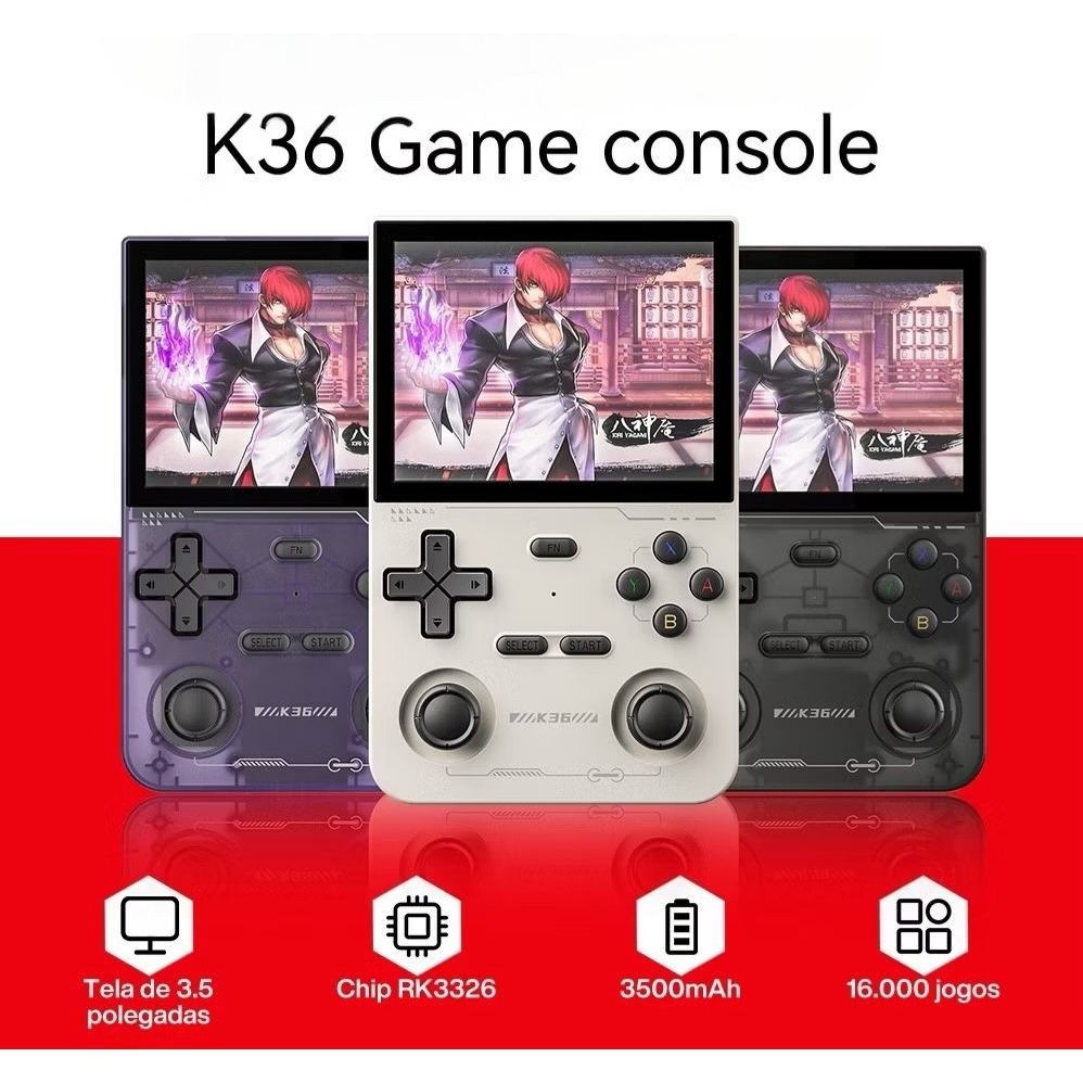 Vídeo Game Portátil K36 + de 15.000 Jogos Console 64g Linux Tela IPS 3.5 Polegadas Handheld Vídeo Game Console Portátil