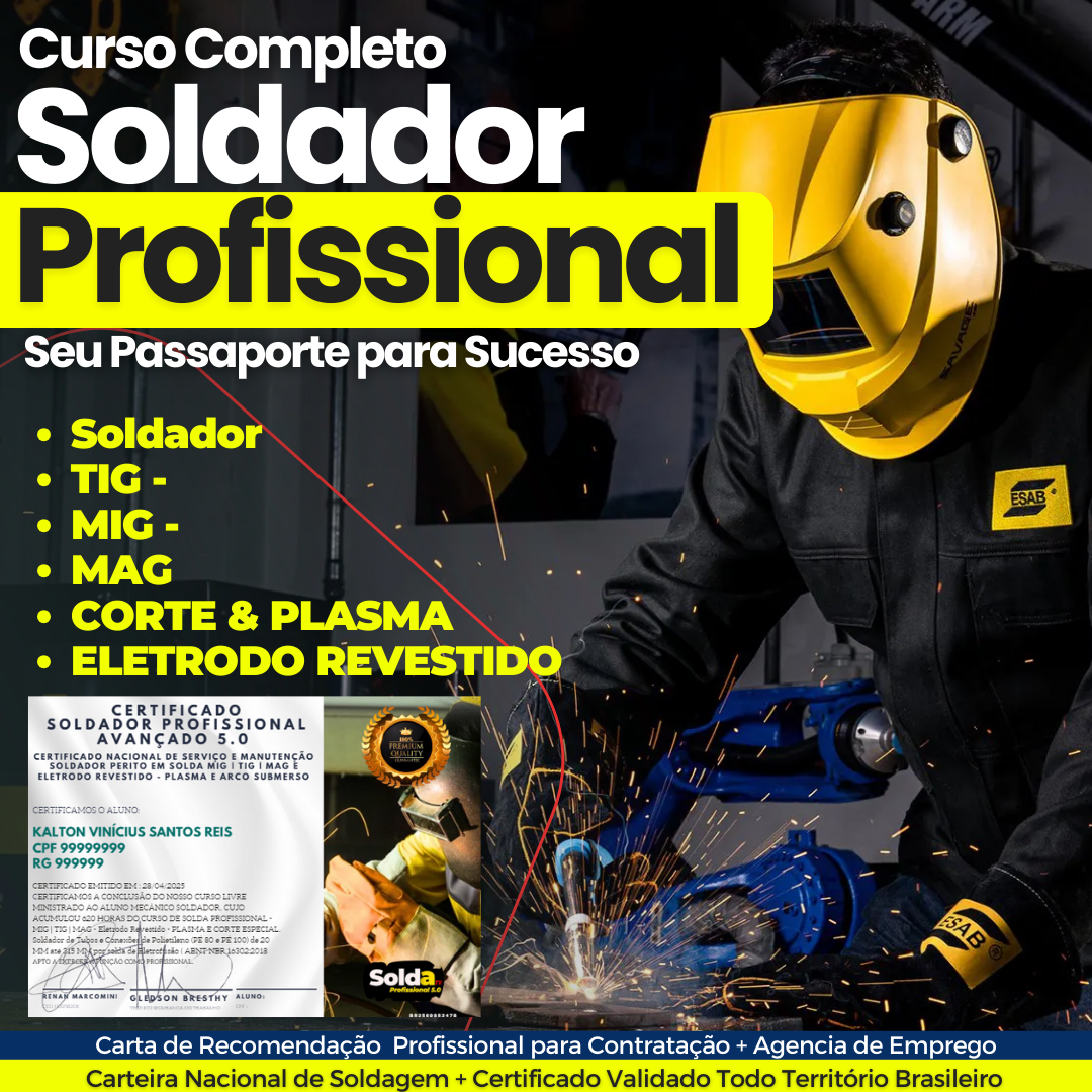 Curso Completo de Soldador Profissional | Vídeo Aula + Apostilas