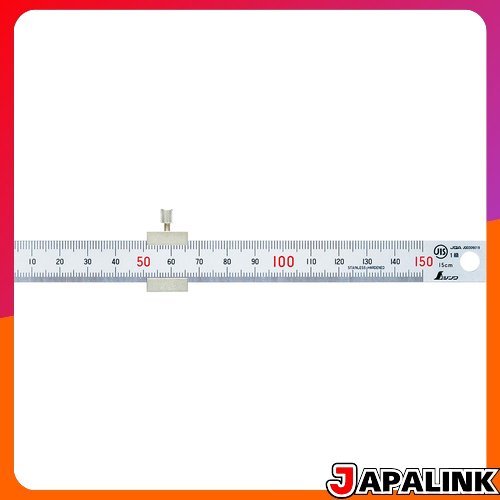 Régua prateada Shinwa, 150 mm, com batente, 76751