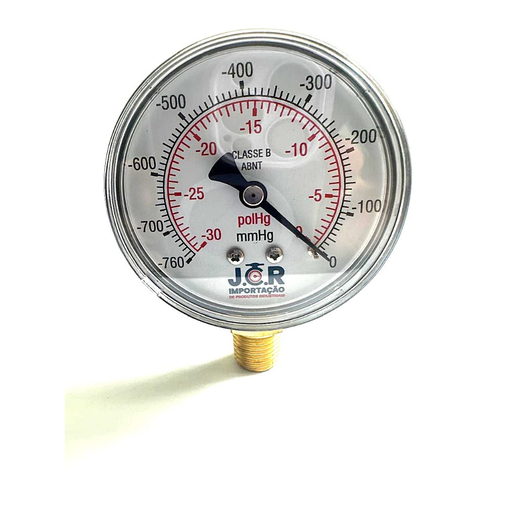 Vacuômetro Vertical 63mm Analógico -30polHg X -760mmHg
