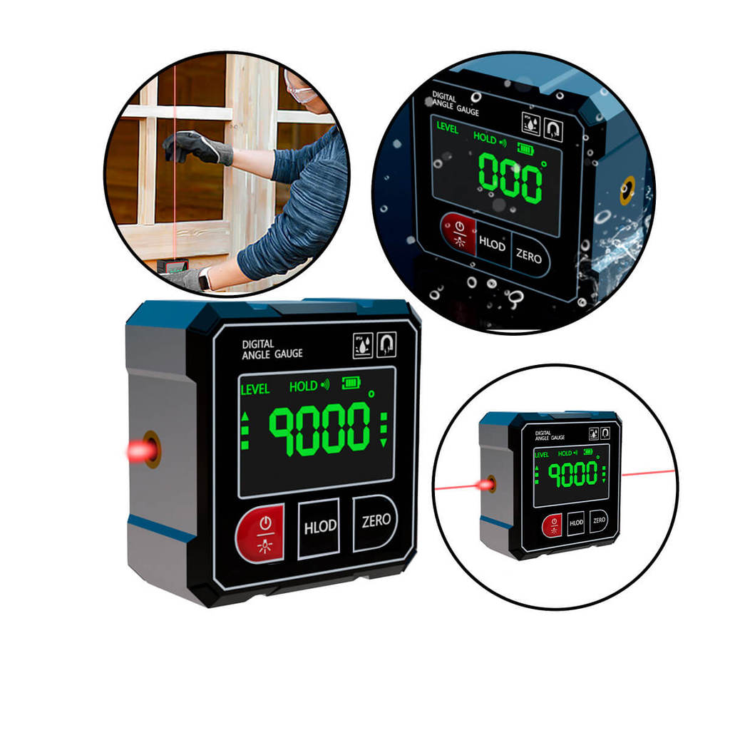 Inclinômetro Digital Nível com Laser Medidor de Angulos Base Magnética Profissional BOMVINK