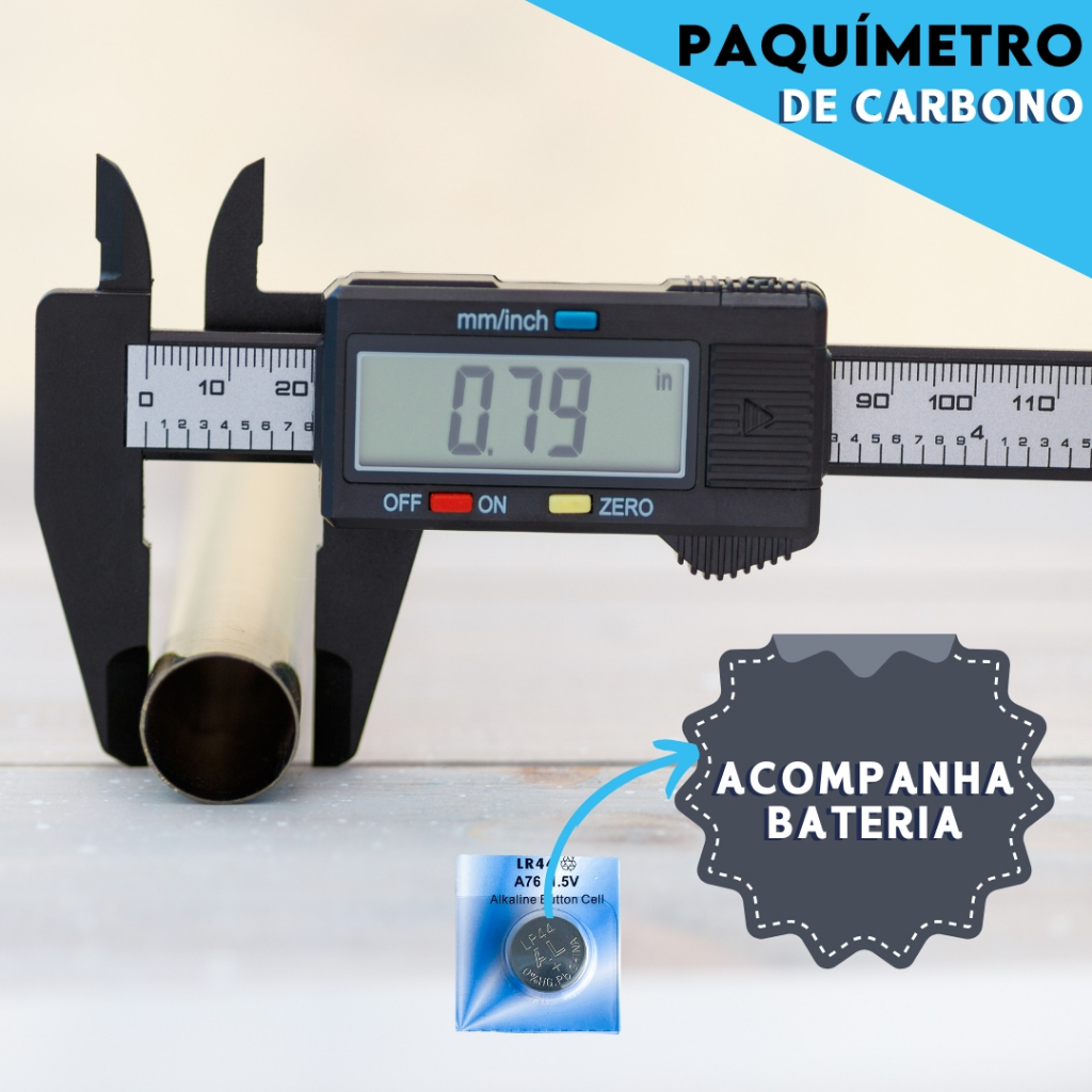 Paquímetro Digital Carbono – Alta Precisão Com Bateria Incluída - BC
