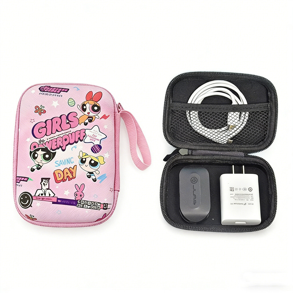 Bolsa de armazenamento para meninas, estojo para fones de ouvido, bolsa para carregador e cabo de dados, power bank.
