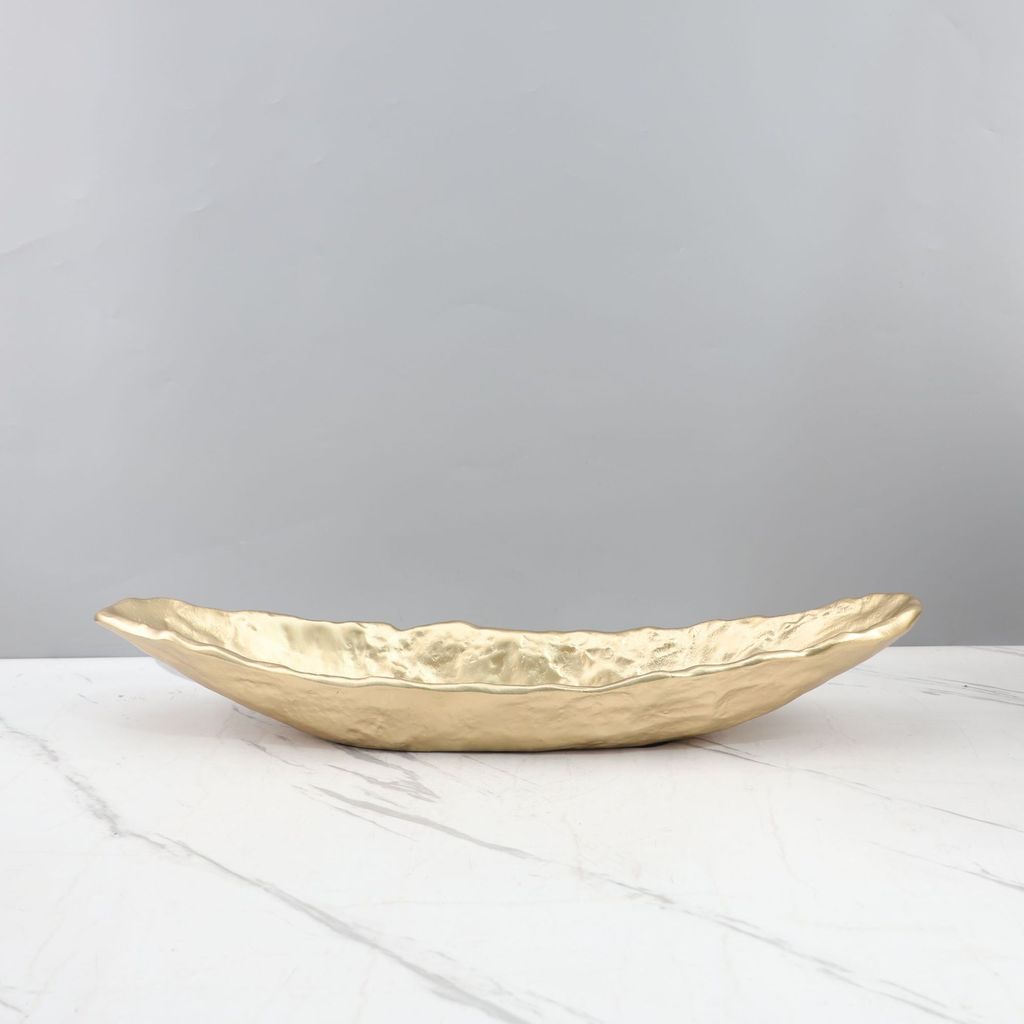 HNMR Modern Light Luxury Resin gold Boat-Shaped Fruit Tray Tabletop Ornament for Living Room, Entryway, Showroom, and Ho