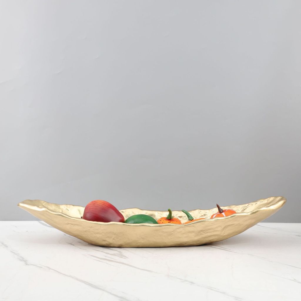 Z1XU Modern, light luxury resin golden boat-shaped fruit tray, tabletop decoration, living room, entryway, model room, h