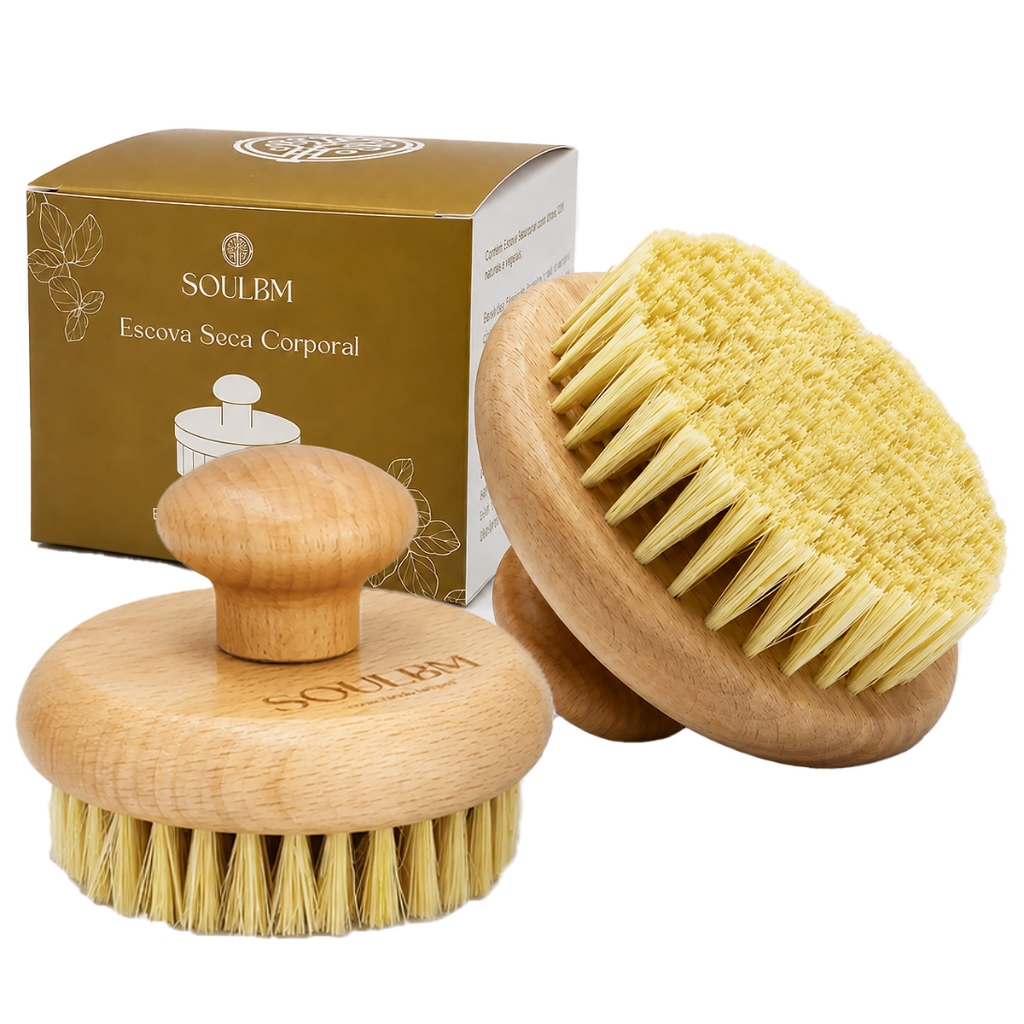 Escova Seca Esfoliação A Seco Corporal Cerdas Naturais Escovação A Seco Dry Brushing SoulBM