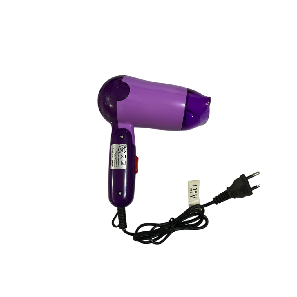 Secador de Cabelo Dobrável 1000W Rosa Hair Dry 127v 60hz