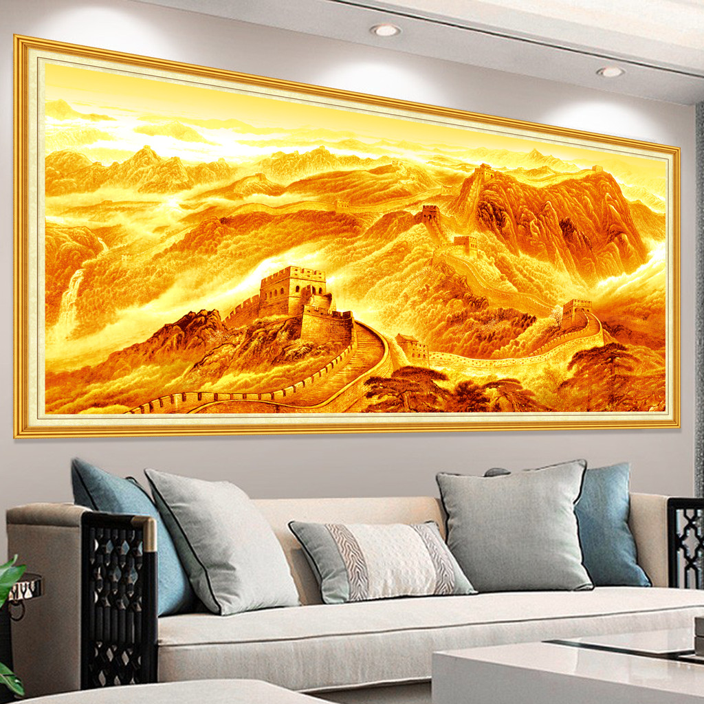 Golden Great Wall Painting Fundo Pintura de parede Pintura decorativa Adesivos de parede autoadesivos Escritório Sala de