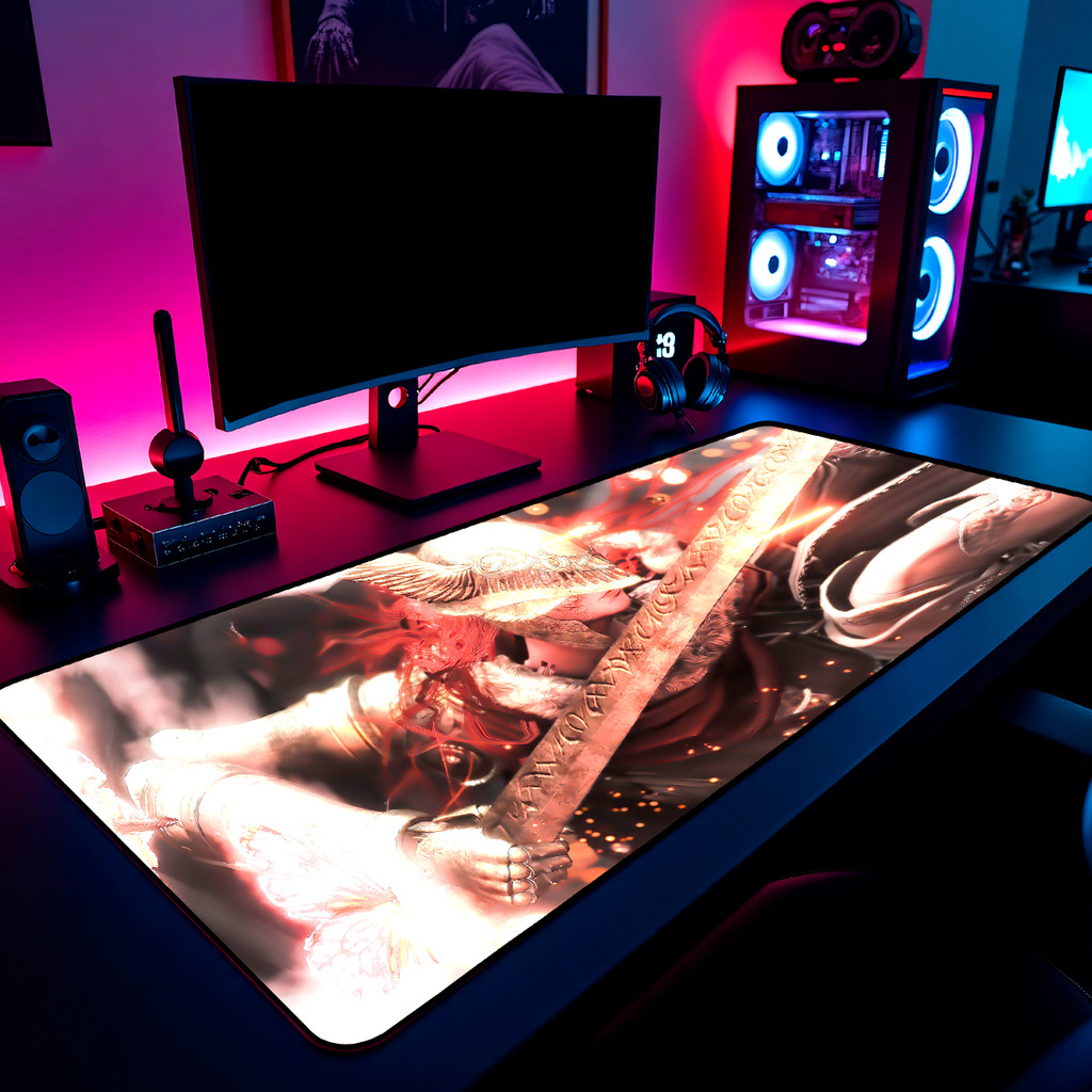Mouse Pad Gamer Malenia Elden Ring Boss 65x30cm 80x40cm 90x50cm 120x60cm Borda Costurada