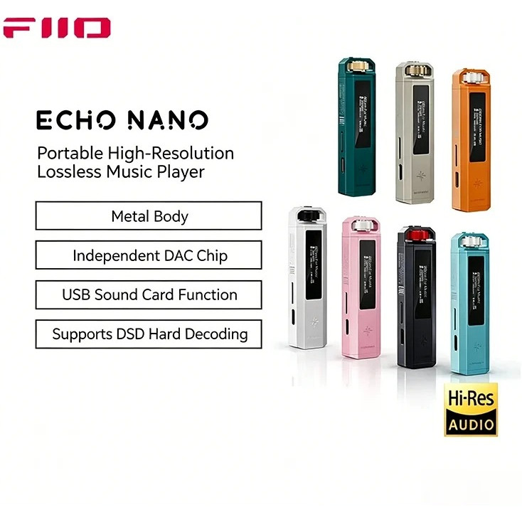 FiiO SnowSky ECHO NANO Retro Mini Hi-Fi Lossless MP3 Player Walkman CS43131 DAC DSD256 USB Para Amantes Da Música , Pres