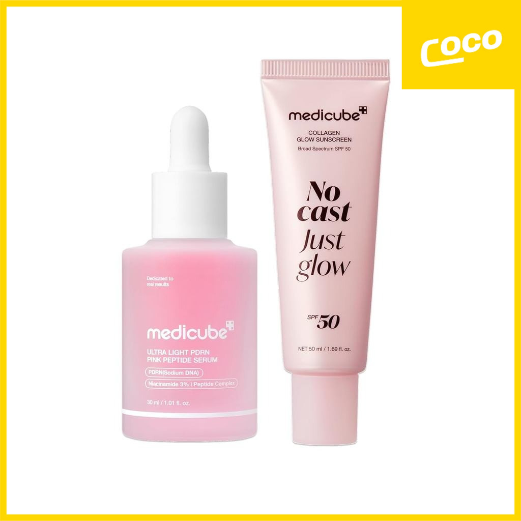 [New]medicube Ultra Light PDRN Pink Peptide Serum 30ml&Collagen Glow Sunscreen 50ml
