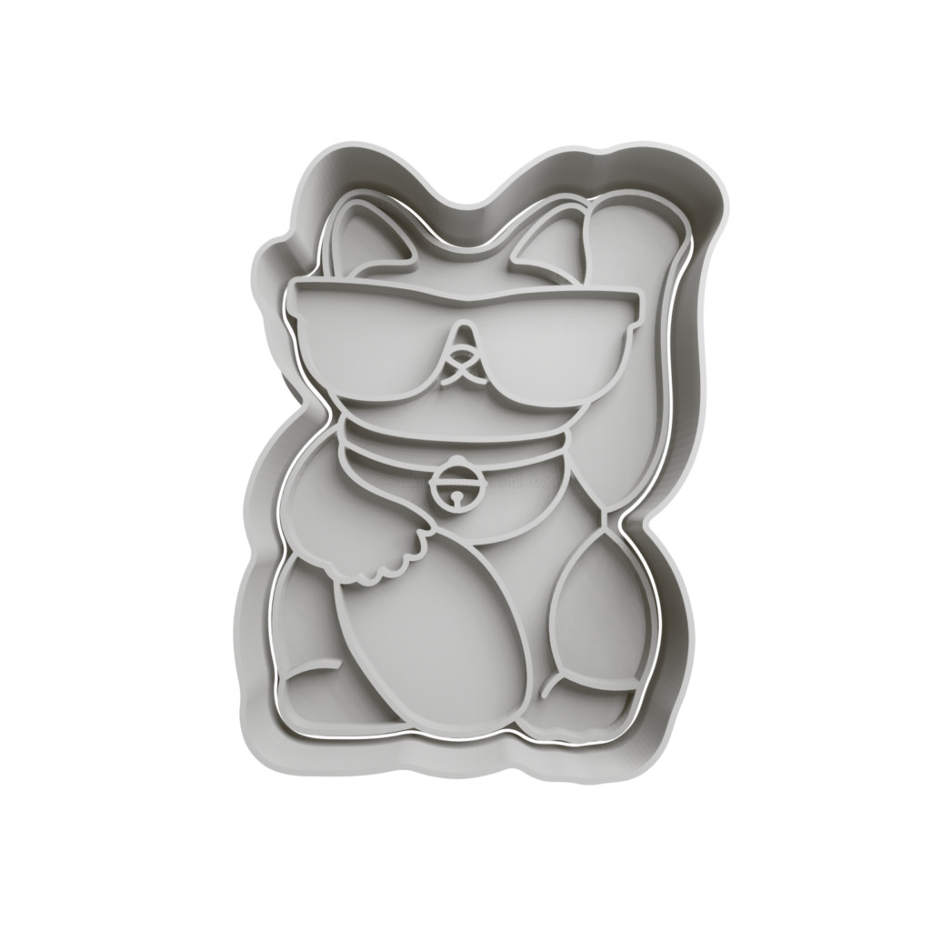 Cortador De Biscoito Gato da Fortuna Maneki-neko com óculos - Japão