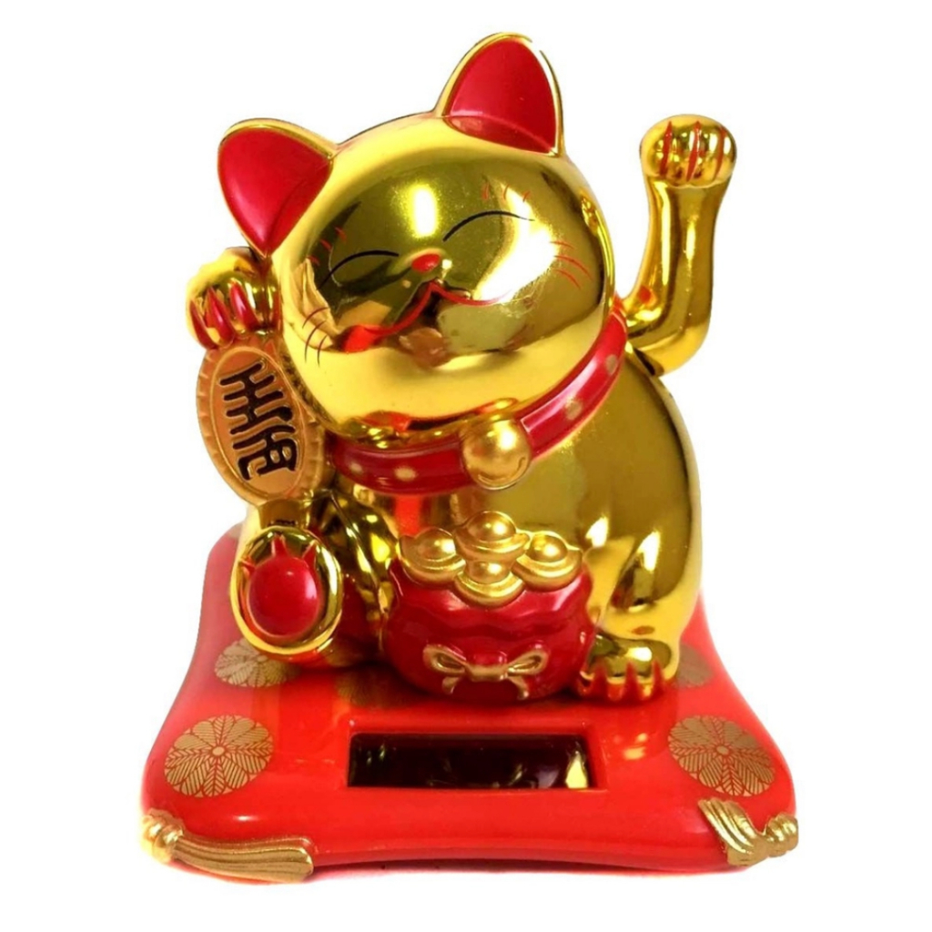 Gato Da Sorte E Fortuna Maneki Neko Decorativo Energia Solar Enfeite Decoração