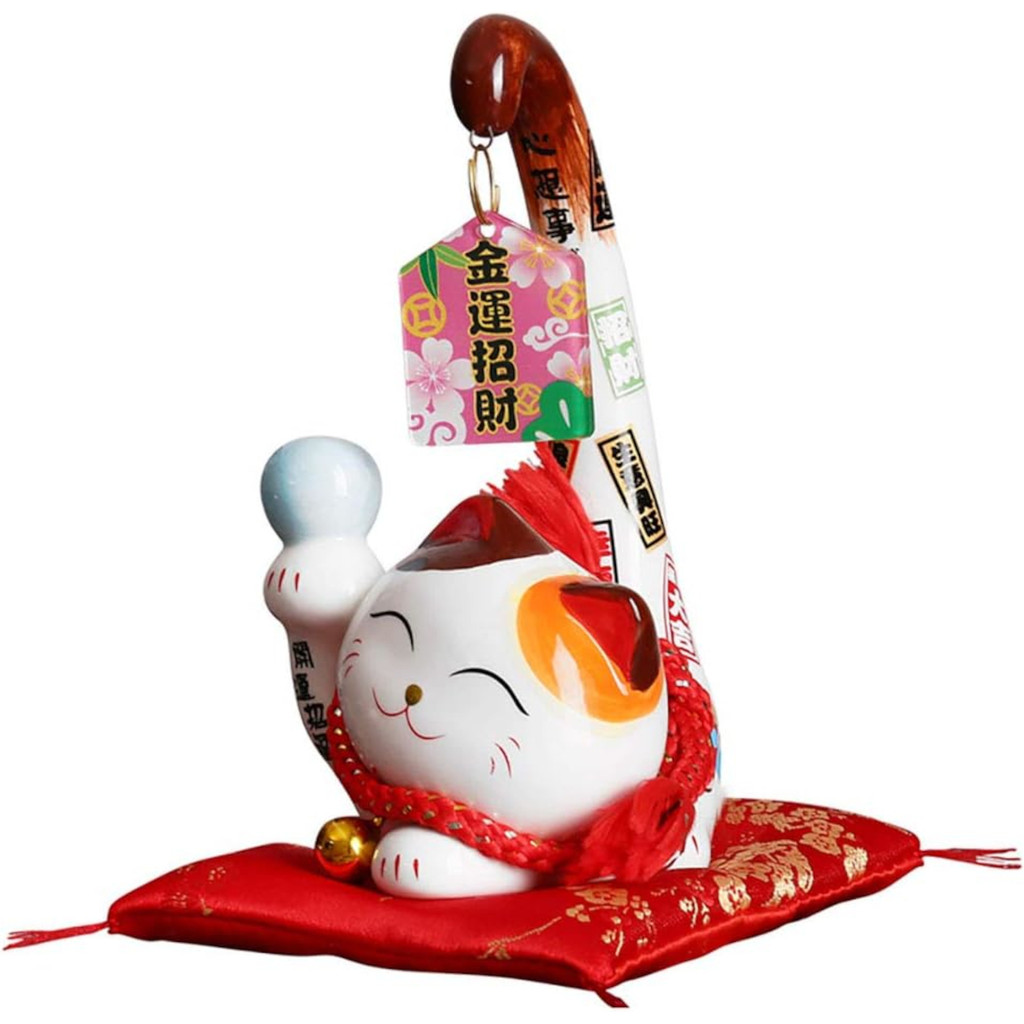 Gato da Sorte Maneki Neko Porcelana Premium 18cm