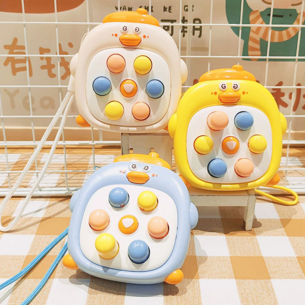 Cartoon Duck Hitting Mole Toy Educational Push Button Handheld Game for Kids Travel for Boys and Girls Portable