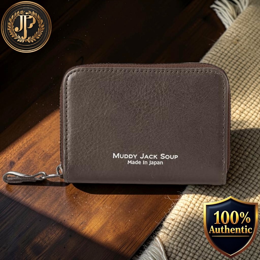 Madi Jack Soup COLORS Round Box-Type Coin Purse Mini Wallet, Genuine Leather, Made in Japan, No. 76006
