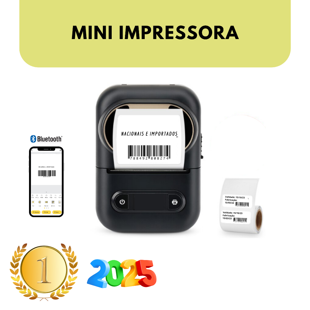 Impressora de Etiquetas Inteligente Térmica Bluetooth Sem Tinta iOS Android