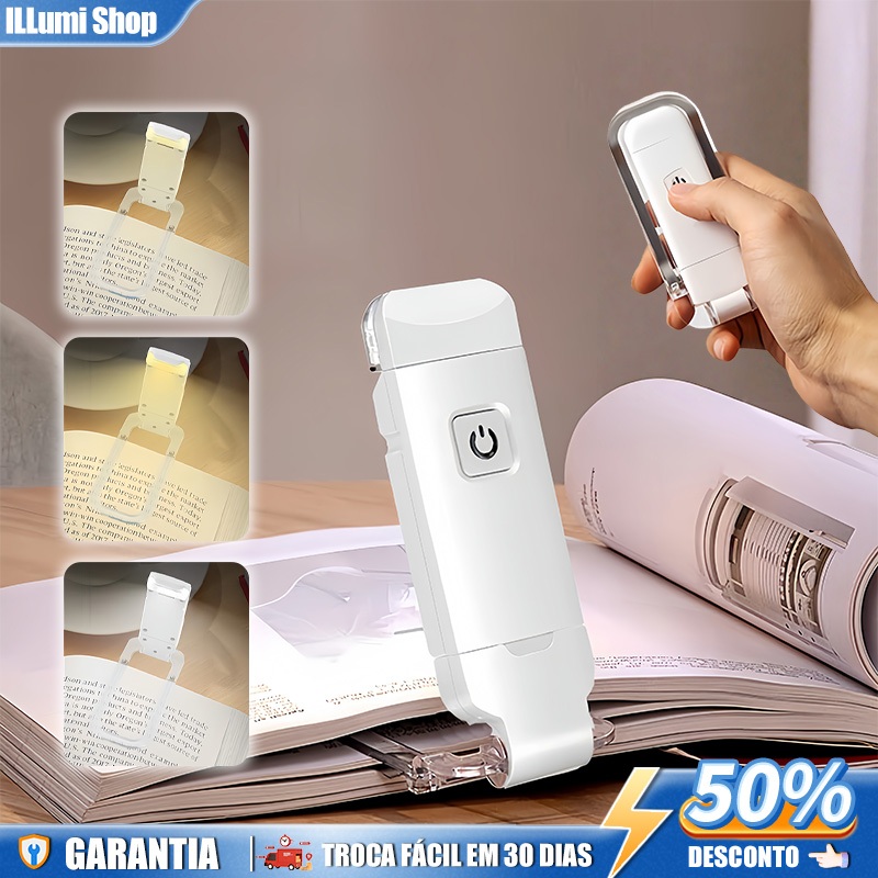 Luz De Leitura De Livros De Led,Três Cores,com proteção ocular Brilho Ajustável,Dos Olhos Portátil Bookmark Light