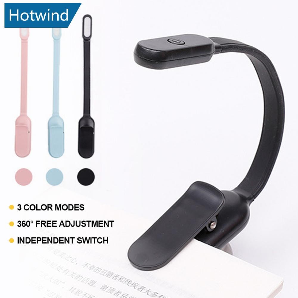 HW USB Mini LED Livro Noite 3 Cor Clara Brilho Ajustável Clip-On Estudo Lâmpada De Leitura Recarregável Para Viagem Quar