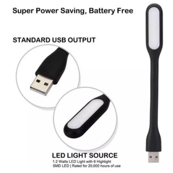 5x Mini Luz Led Luminária Notebook Pc Lâmpada Usb Flexível P/ Leitura Livros (Atacado)