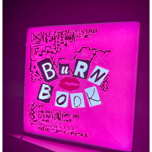 Luminária Burn Book Meninas Malvadas Filme 2004 Lâmpada Light Box em 3D