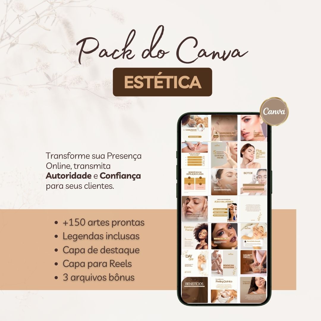 Pack Canva - Templates Profissionais Estética: Crie Posts Sofisticados para seu Insta