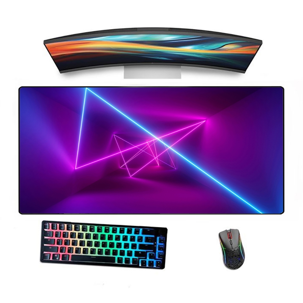 Mousepad Gamer Speed Borda Costurada Ergonómico Estampado Abctract Lasers