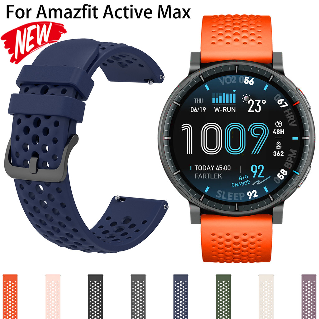 Pulseira De Silicone Para Relógio Huami Amazfit Active Max Respirável Esportiva Ajustável Cinto Macio