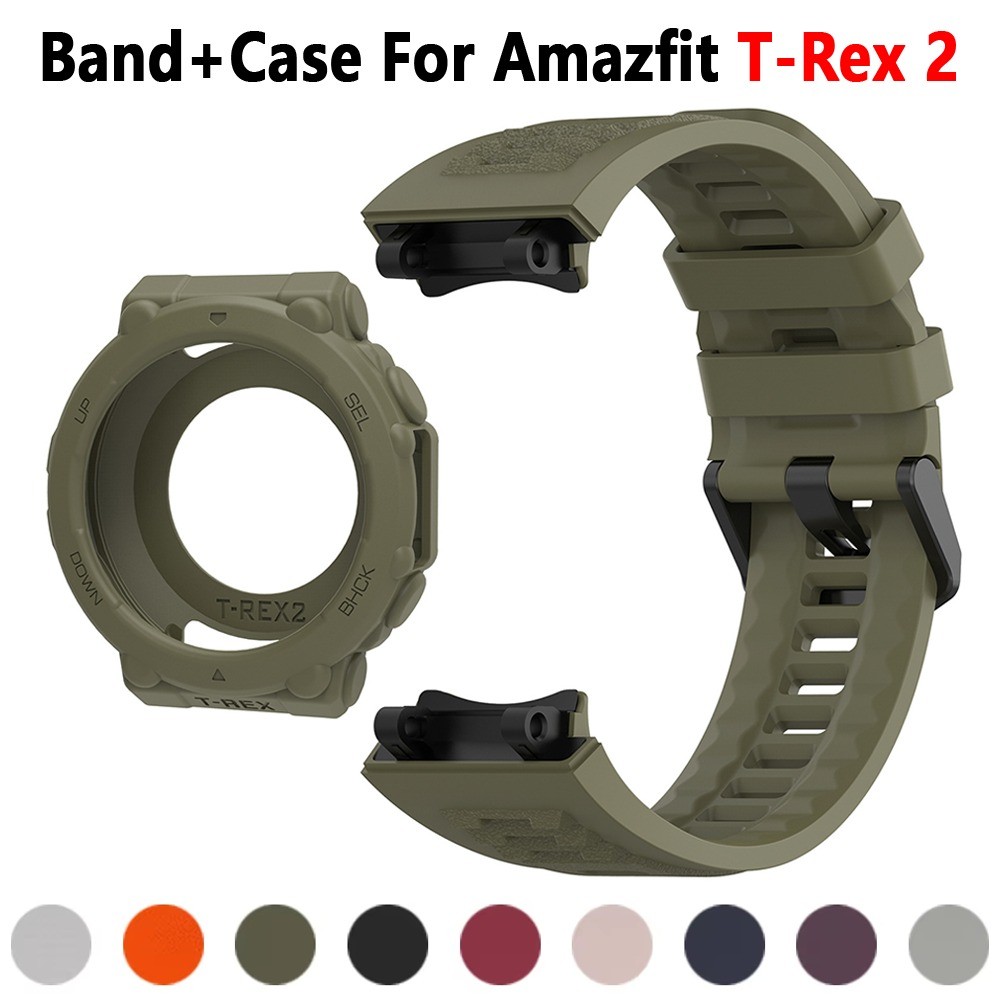 Pulseira De Silicone + Capa Compatível Com Huami Amazfit T-Rex 2 Esportiva Protetora Macia