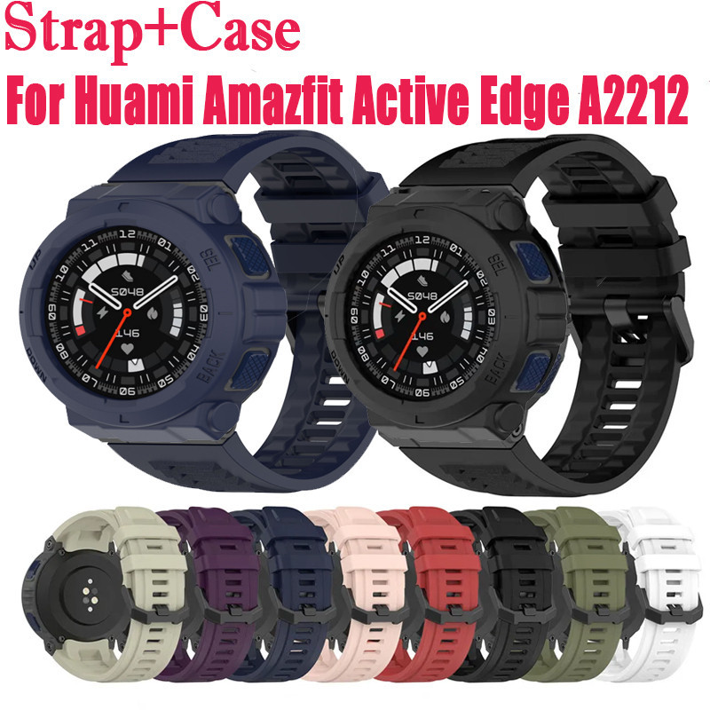 Para Huami Amazfit Borda Ativa A2212 Silicone Pulseira De Relógio + Caso Macio À Prova Dwaterproof Água Cinto