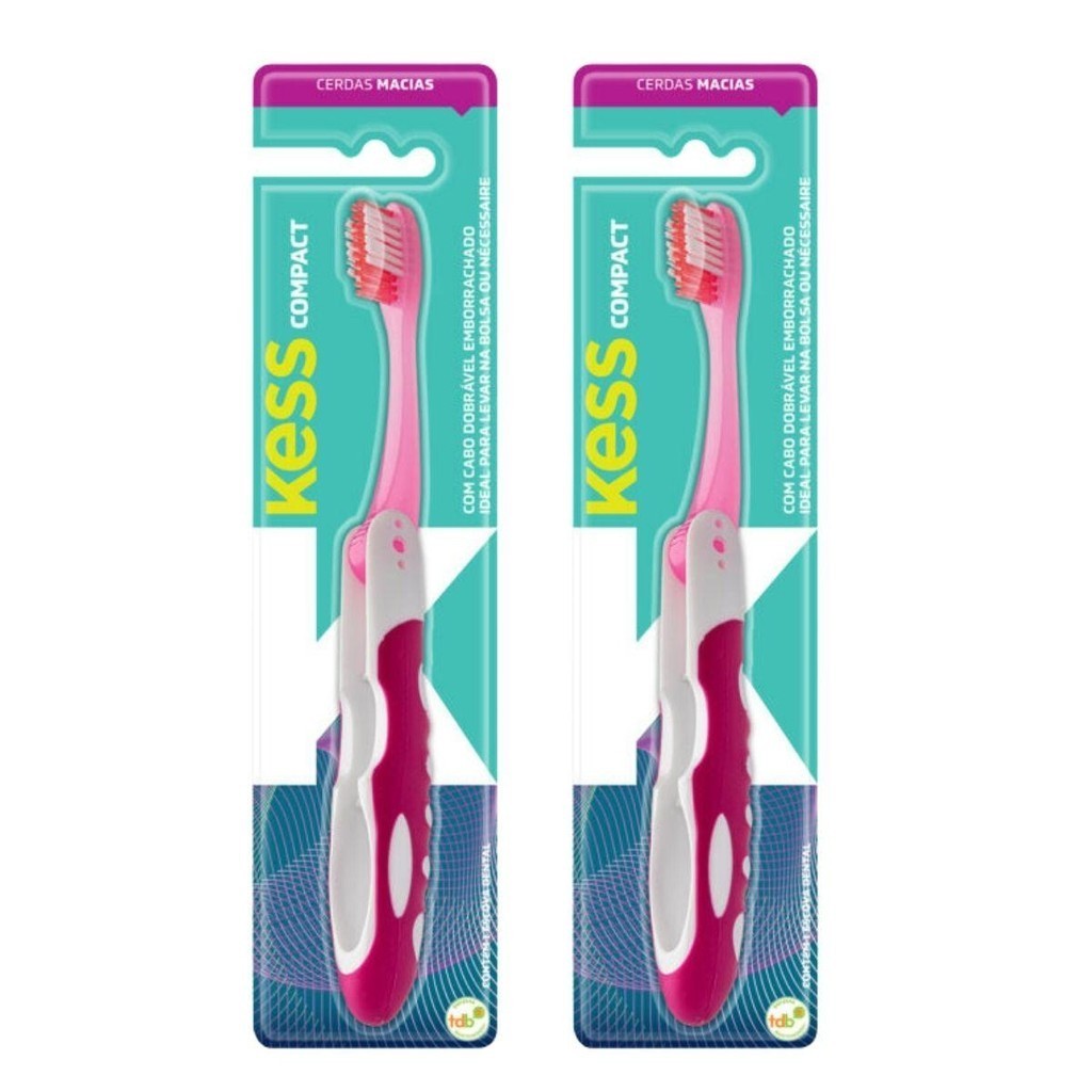 KIT ESCOVA DENTAL COMPACT MACIA KESS BELLIZ ROSA C/2