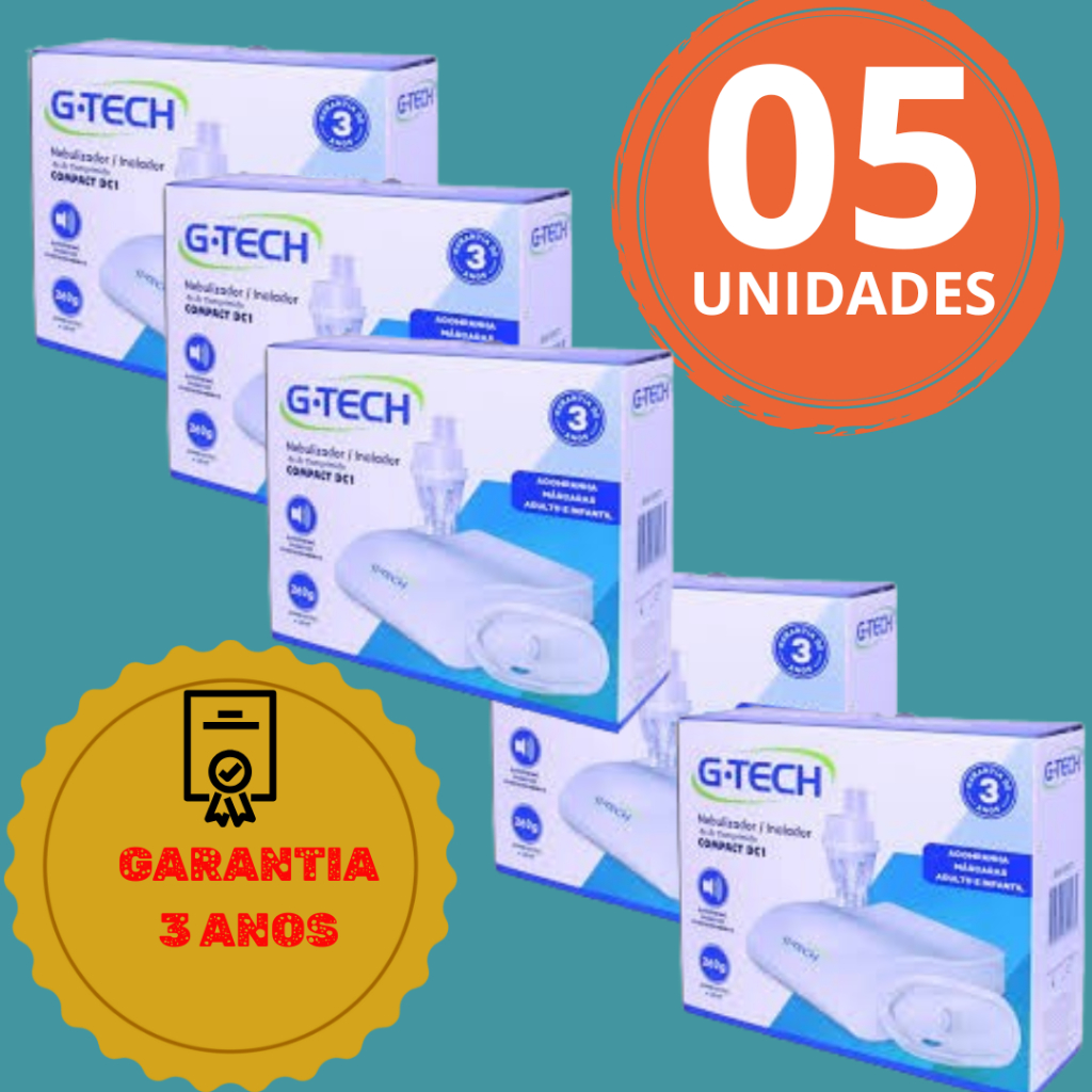 Promoção 5 Nebulizador/Inalador Compact G-Tech DC1