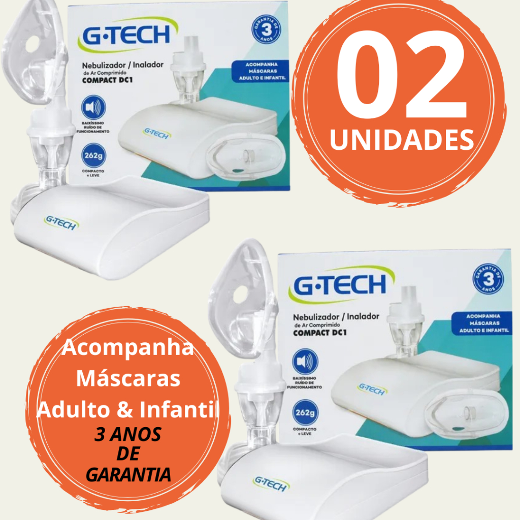 Promoção 2 Nebulizador/Inalador Compact G-Tech DC1